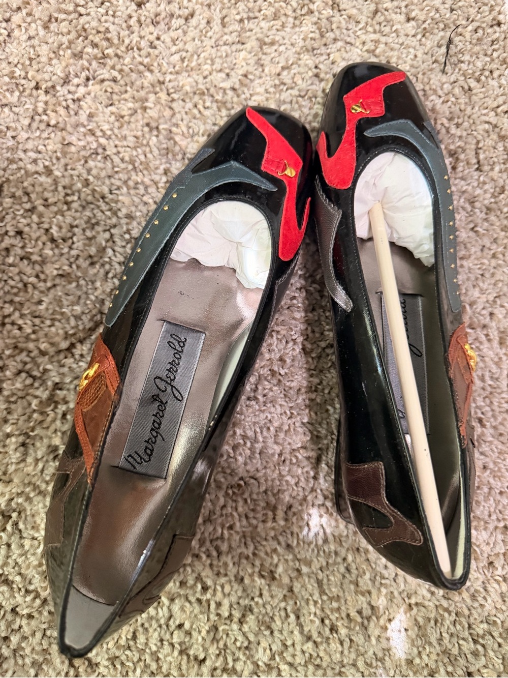 Black and Red Pointed Toe Flats